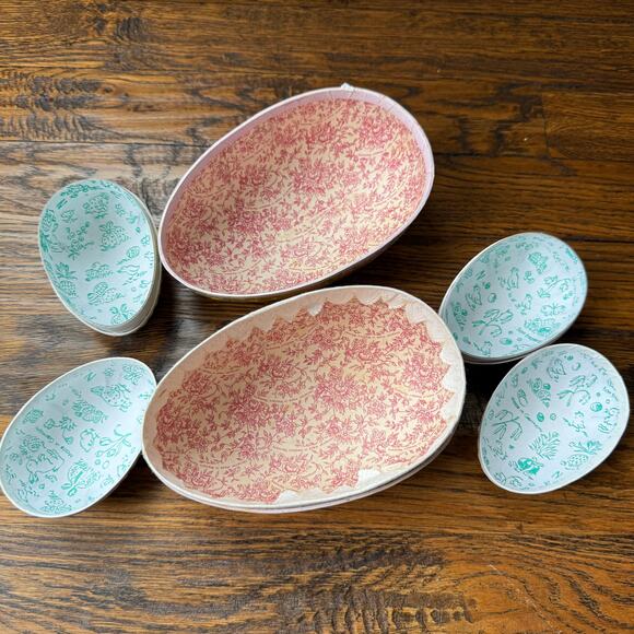 Vintage German Paper-mâché Easter Egg Candy Container Set Lithographed Nestler - Picture 3 of 6